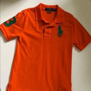 RALPH LAUREN big pony mesh polo, bright orange